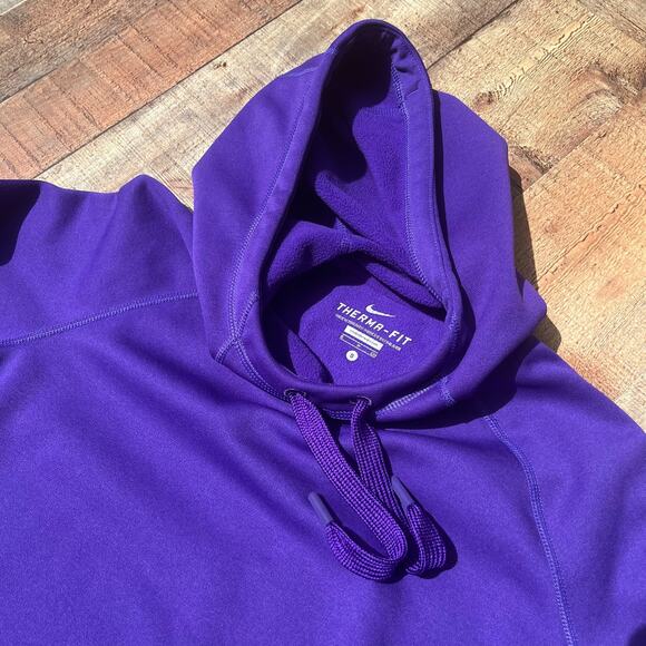 Nike Therma-Fit | Women's Purple Drawstring Fingerholes Funnel Hoodie Sz S - Picture 2 of 4